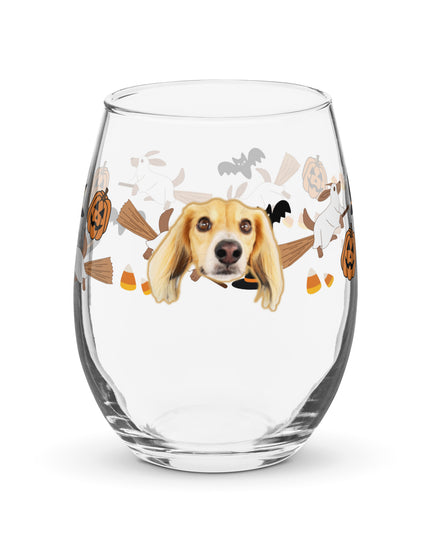 Happy Halloweenie Custom Stemless Wine Glass