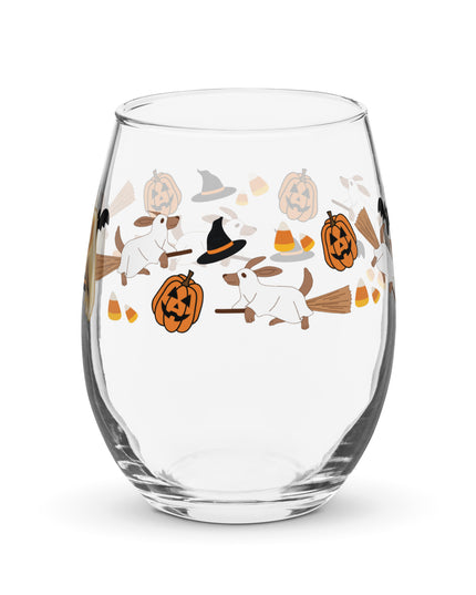 Happy Halloweenie Custom Stemless Wine Glass