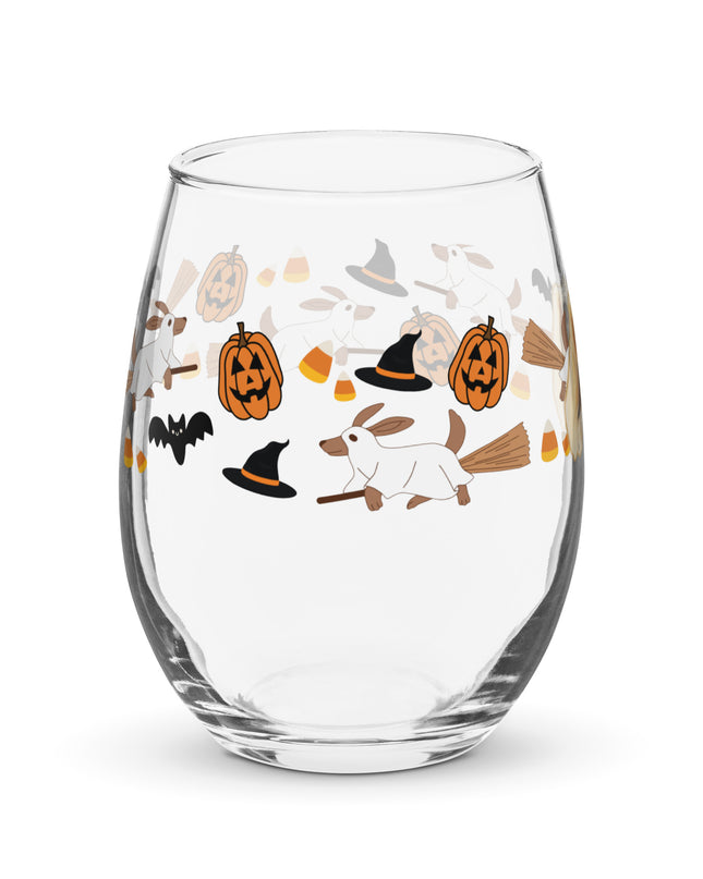 Happy Halloweenie Custom Stemless Wine Glass