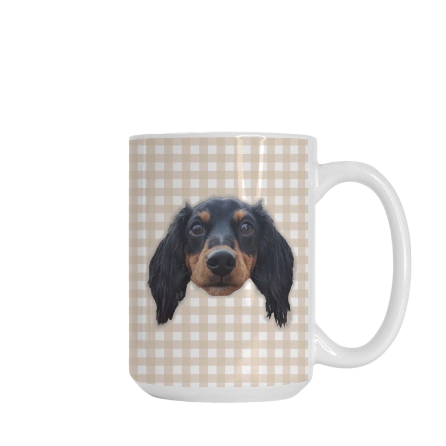 Gingham White Glossy Custom Coffee Mug