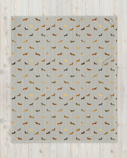 Throw Blanket - Long-Haired & Short-Haired Dachshund Mix Print