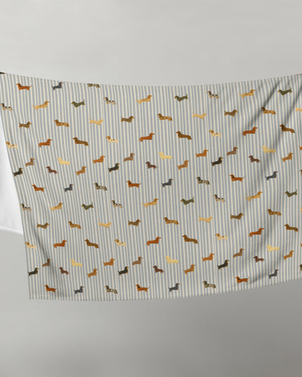 Throw Blanket - Long-Haired & Short-Haired Dachshund Mix Print