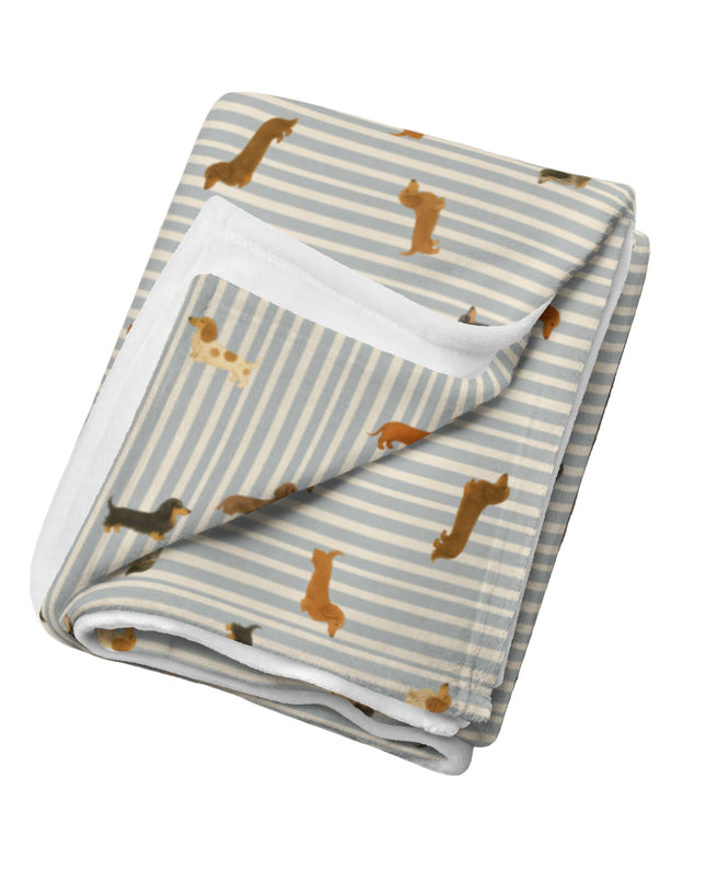 Throw Blanket - Long-Haired & Short-Haired Dachshund Mix Print