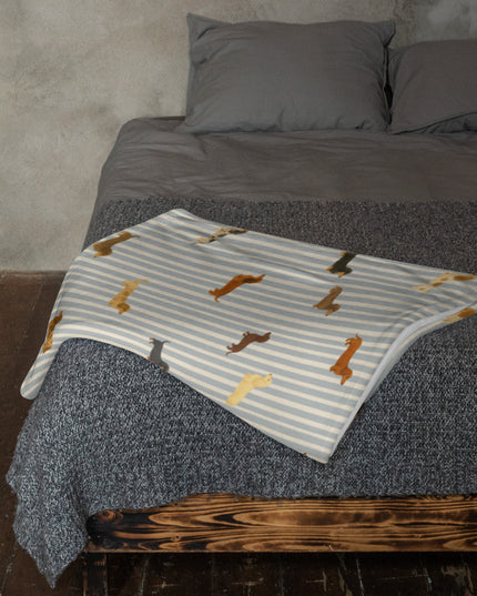 Throw Blanket - Long-Haired & Short-Haired Dachshund Mix Print