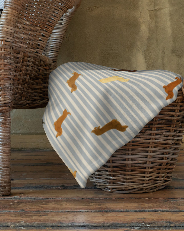 Throw Blanket - Long-Haired & Short-Haired Dachshund Mix Print