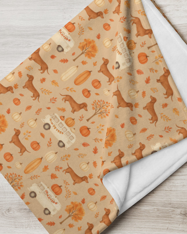Throw Blanket - Dachshund Harvest Road Trip