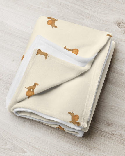 Throw Blanket - Pumpkin Pup Parade – Autumn Dachshund Print