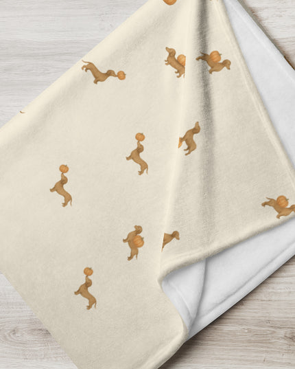 Throw Blanket - Pumpkin Pup Parade – Autumn Dachshund Print