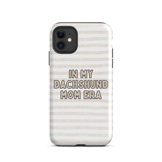 Dachshund Mom Era Striped Beige Tough Case for iPhone®