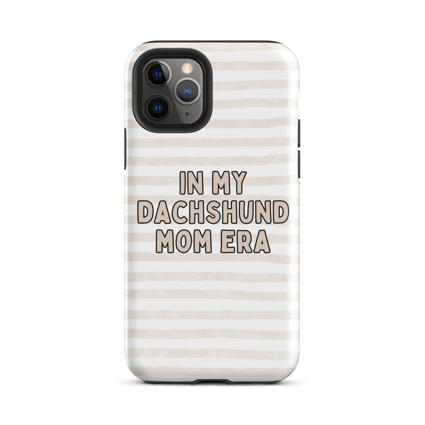 Dachshund Mom Era Striped Beige Tough Case for iPhone®