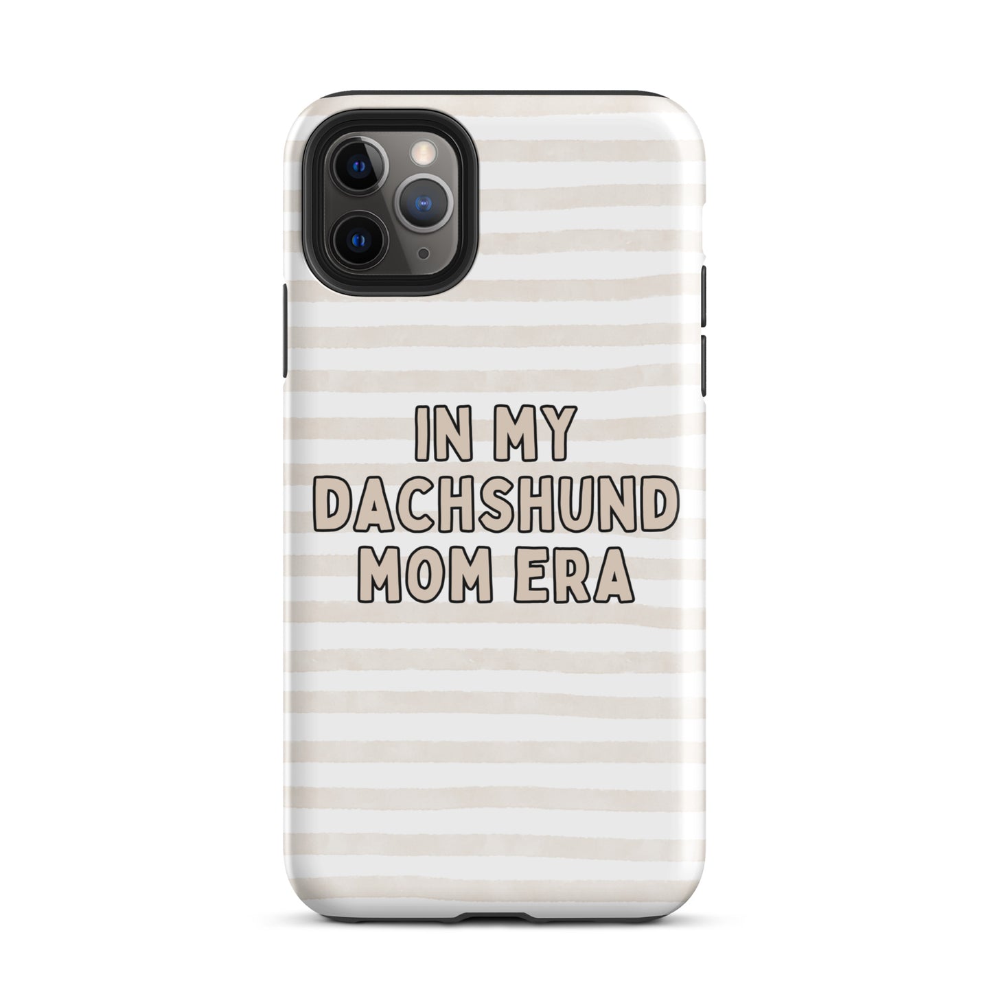 Dachshund Mom Era Striped Beige Tough Case for iPhone®