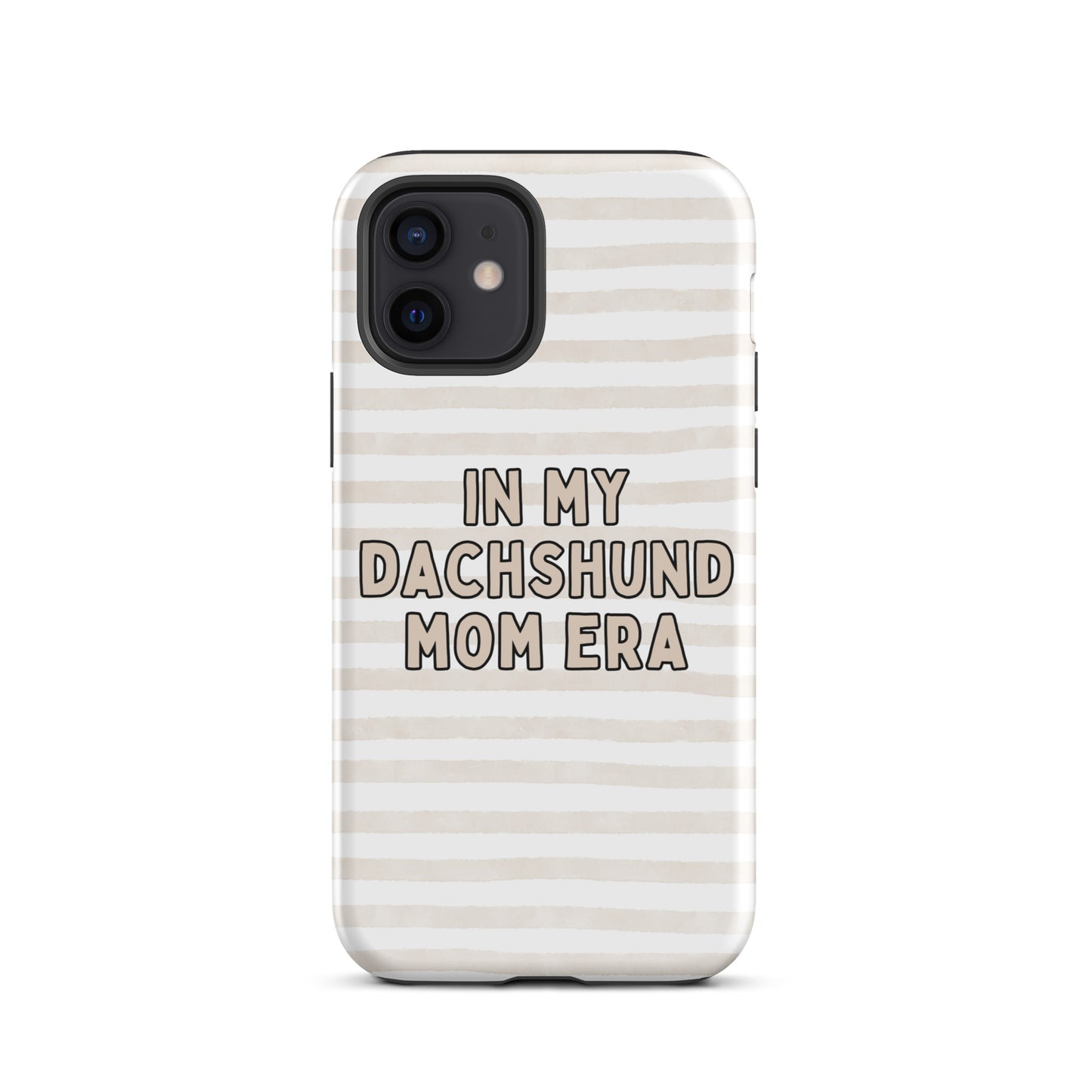 Dachshund Mom Era Striped Beige Tough Case for iPhone®