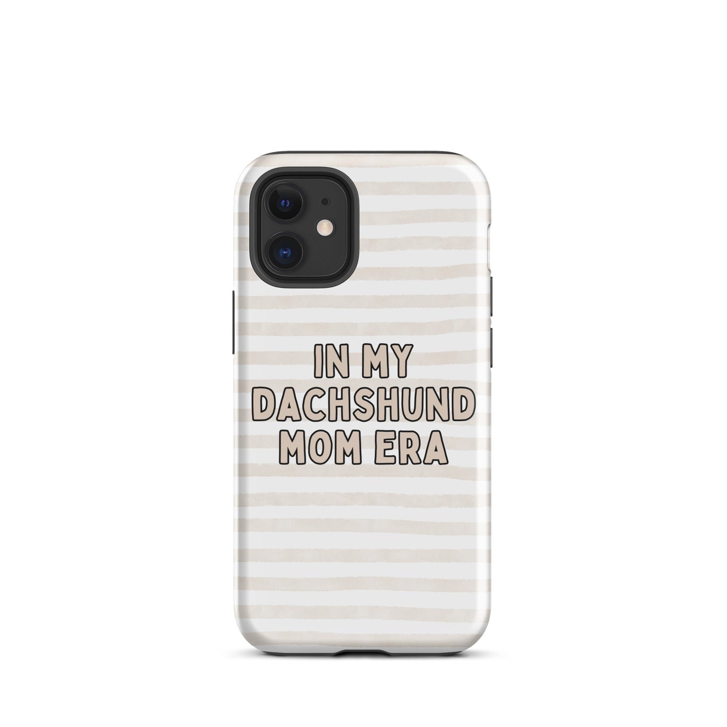 Dachshund Mom Era Striped Beige Tough Case for iPhone®