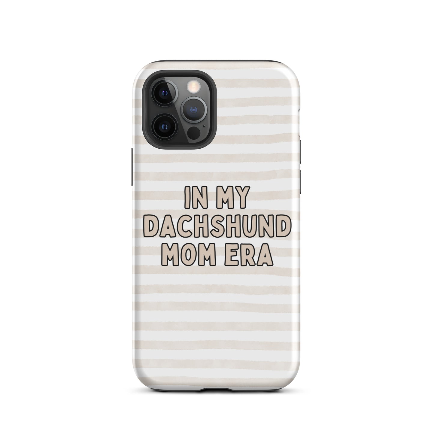 Dachshund Mom Era Striped Beige Tough Case for iPhone®