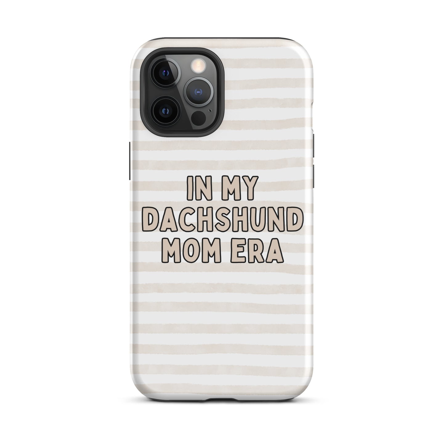 Dachshund Mom Era Striped Beige Tough Case for iPhone®