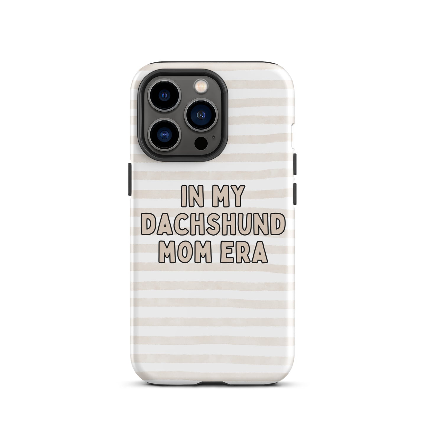 Dachshund Mom Era Striped Beige Tough Case for iPhone®