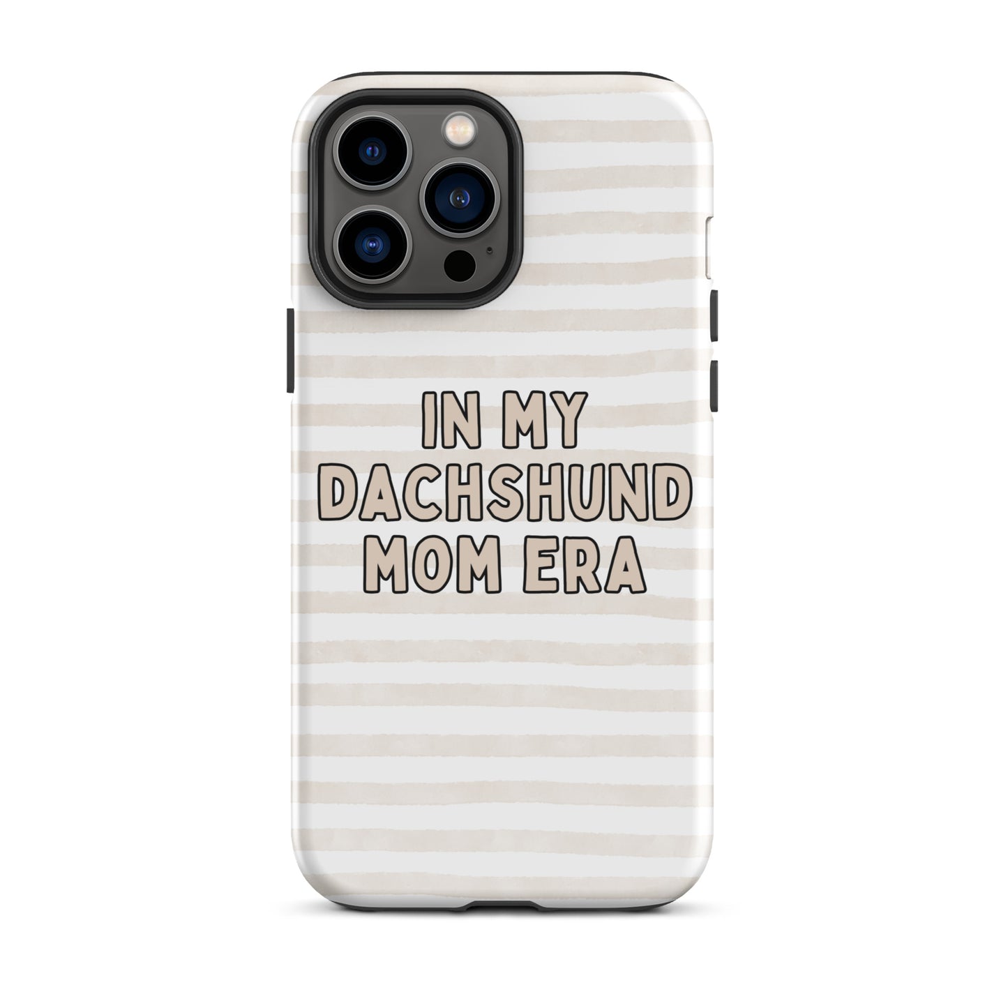 Dachshund Mom Era Striped Beige Tough Case for iPhone®