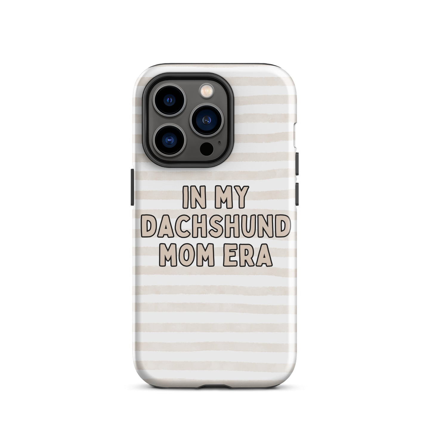 Dachshund Mom Era Striped Beige Tough Case for iPhone®