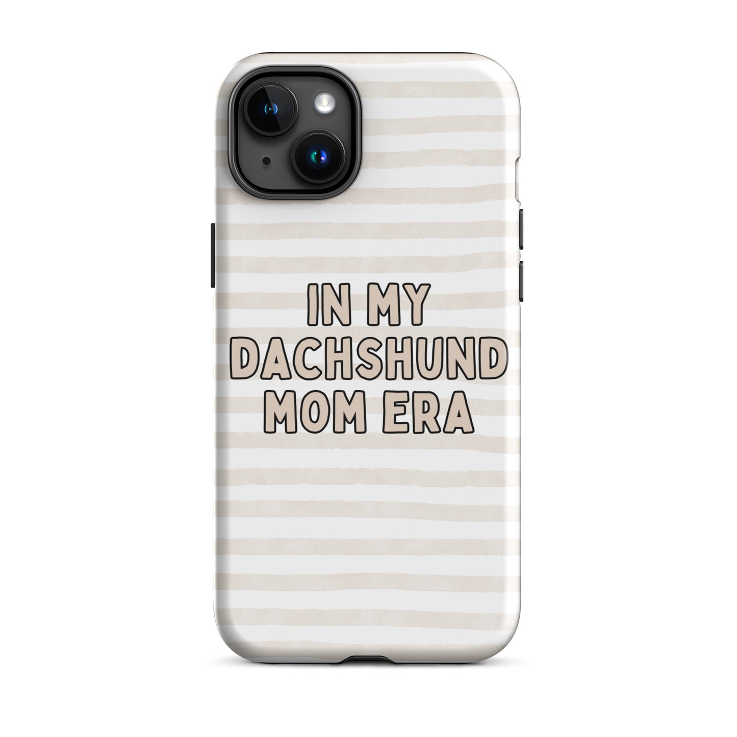 Dachshund Mom Era Striped Beige Tough Case for iPhone®