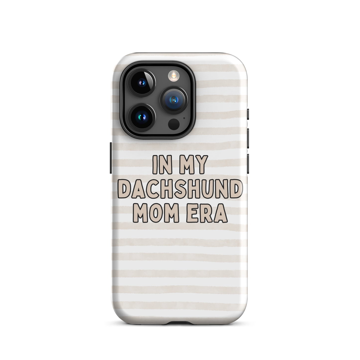 Dachshund Mom Era Striped Beige Tough Case for iPhone®