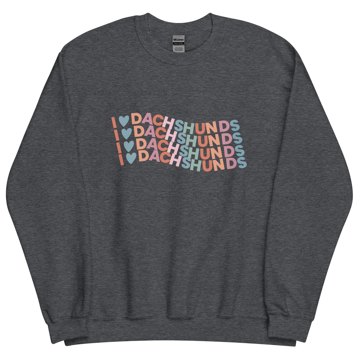 Colorful I Love Dachshund Sweatshirt