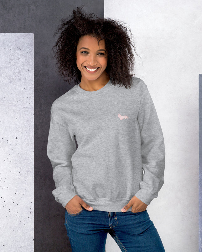 Simple Dachshund Outline in Pink Sweatshirt