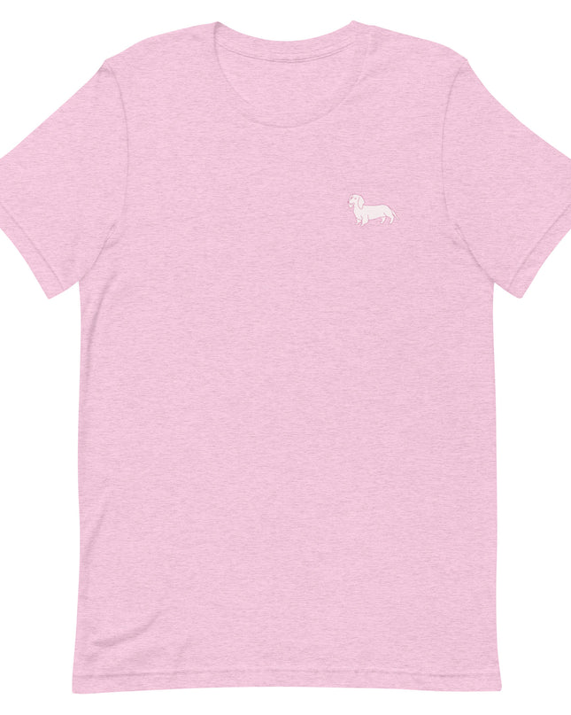 Pink Dachshund Outline Unisex Pink T-Shirt