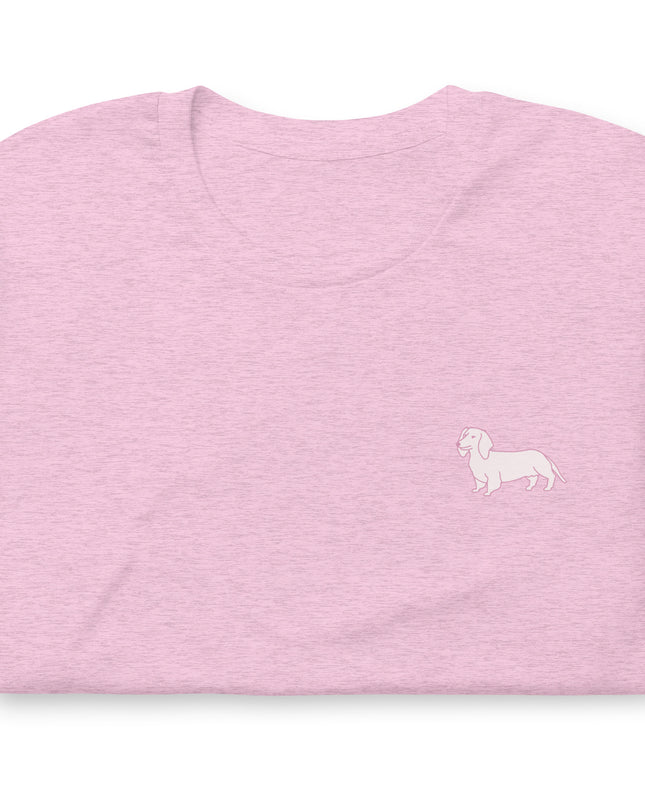 Pink Dachshund Outline Unisex Pink T-Shirt