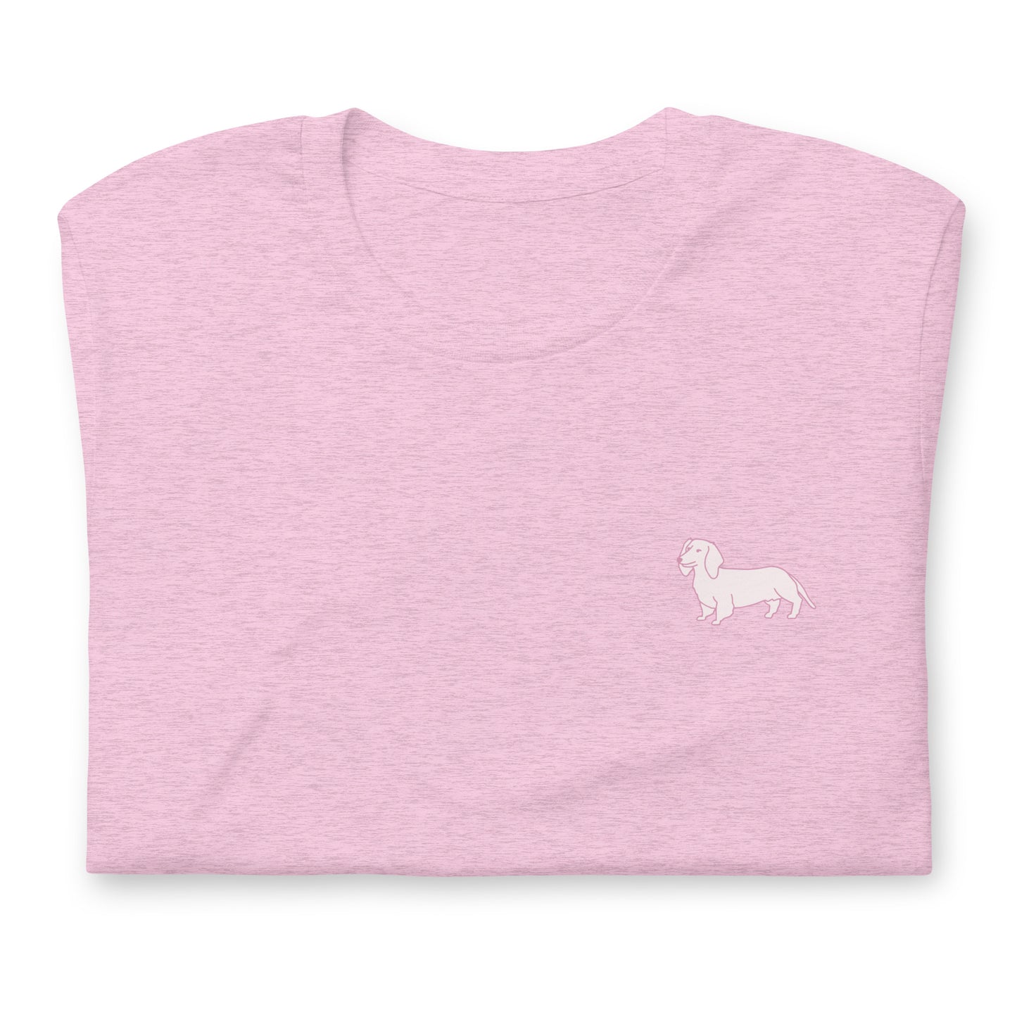 Pink Dachshund Outline Unisex Pink T-Shirt