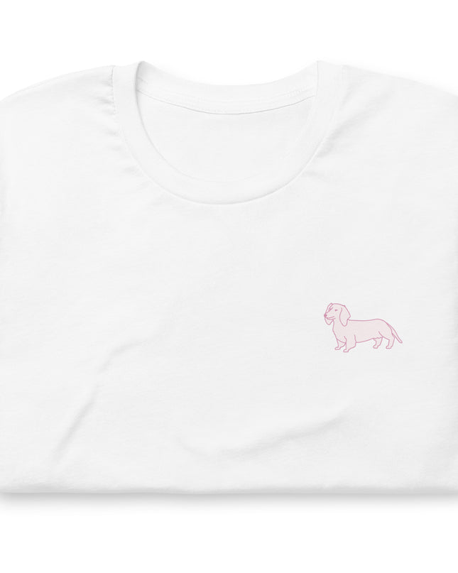 Pink Dachshund Outline Unisex Pink T-Shirt
