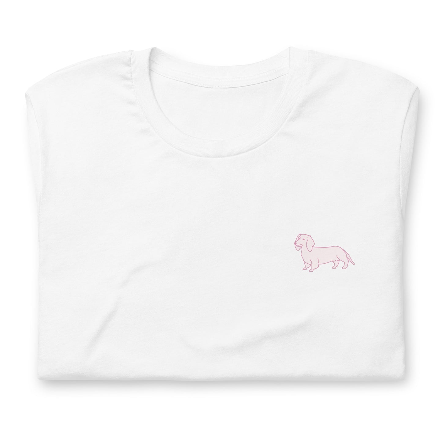 Pink Dachshund Outline Unisex Pink T-Shirt