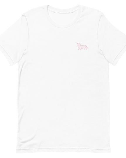 Pink Dachshund Outline Unisex Pink T-Shirt