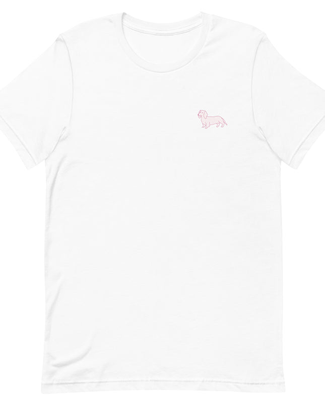 Pink Dachshund Outline Unisex Pink T-Shirt