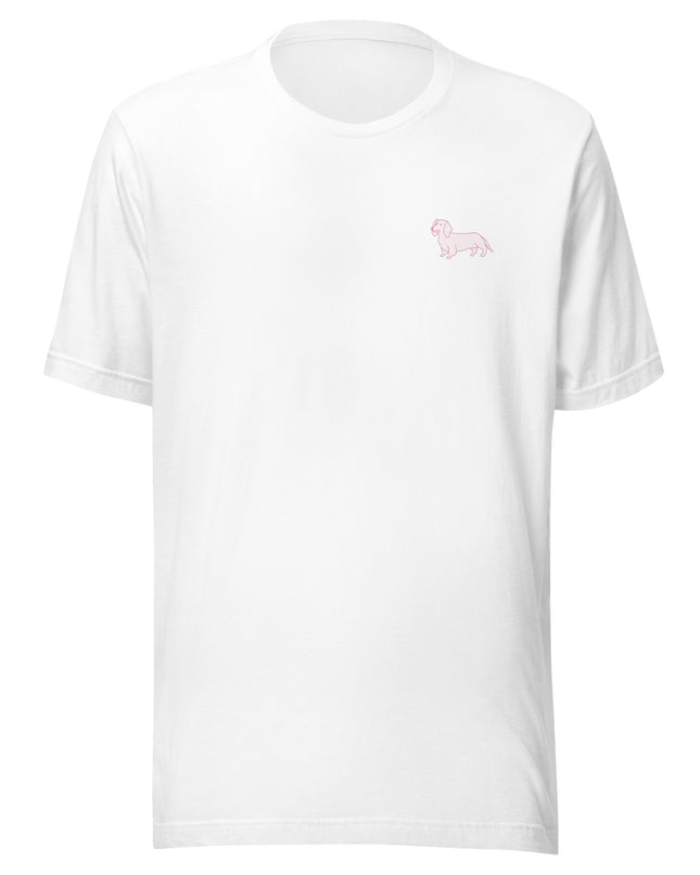 Pink Dachshund Outline Unisex Pink T-Shirt
