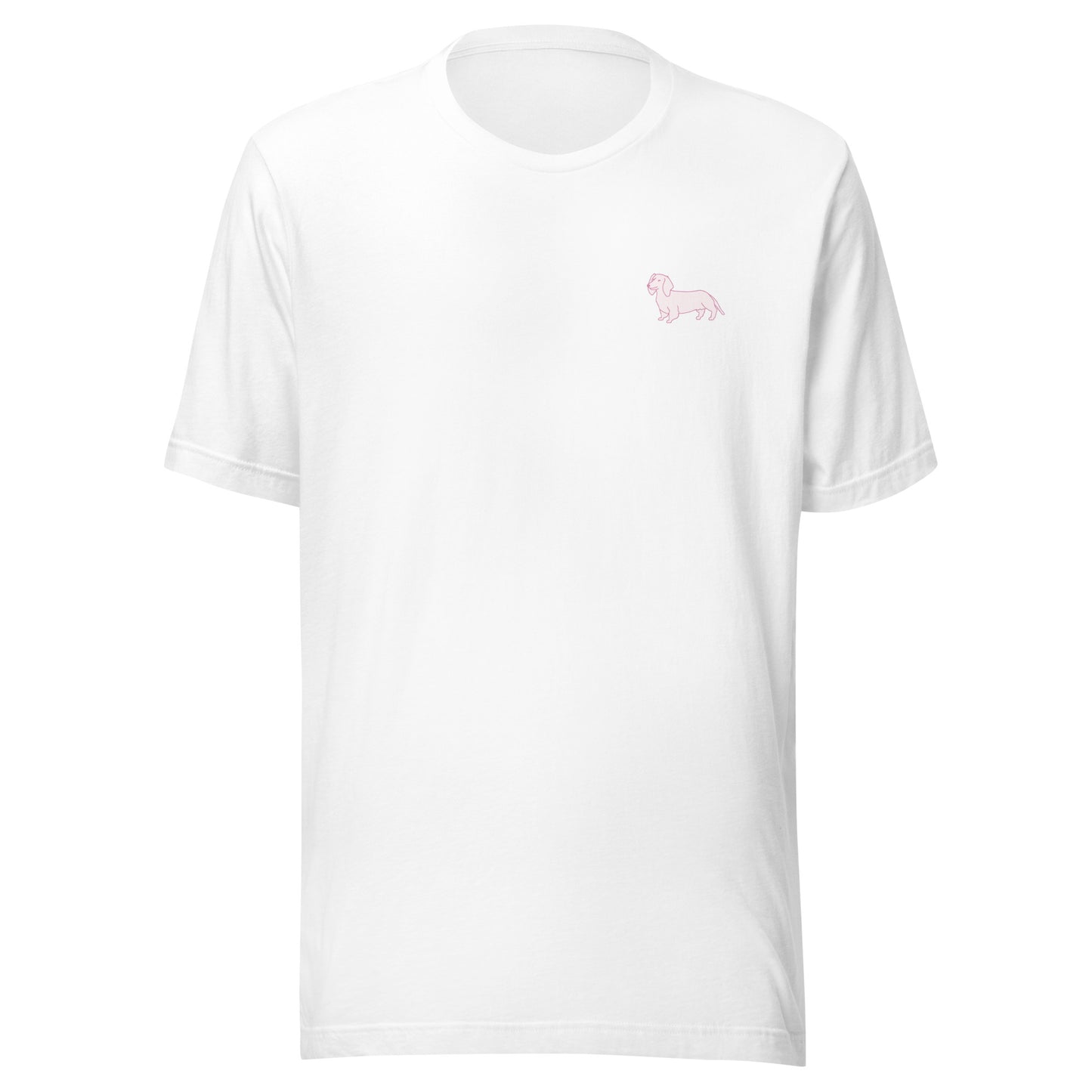 Pink Dachshund Outline Unisex Pink T-Shirt