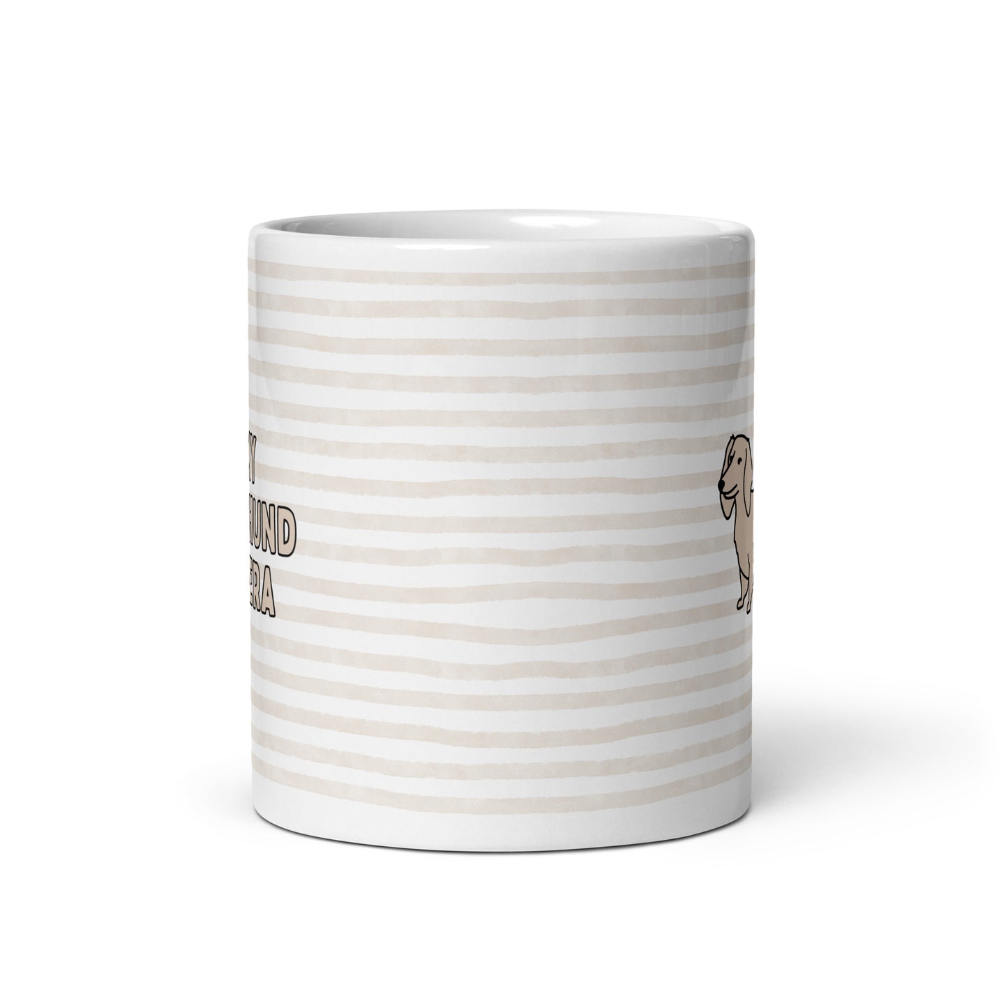 My Dachshund Mom Era Striped White Glossy Coffee Mug