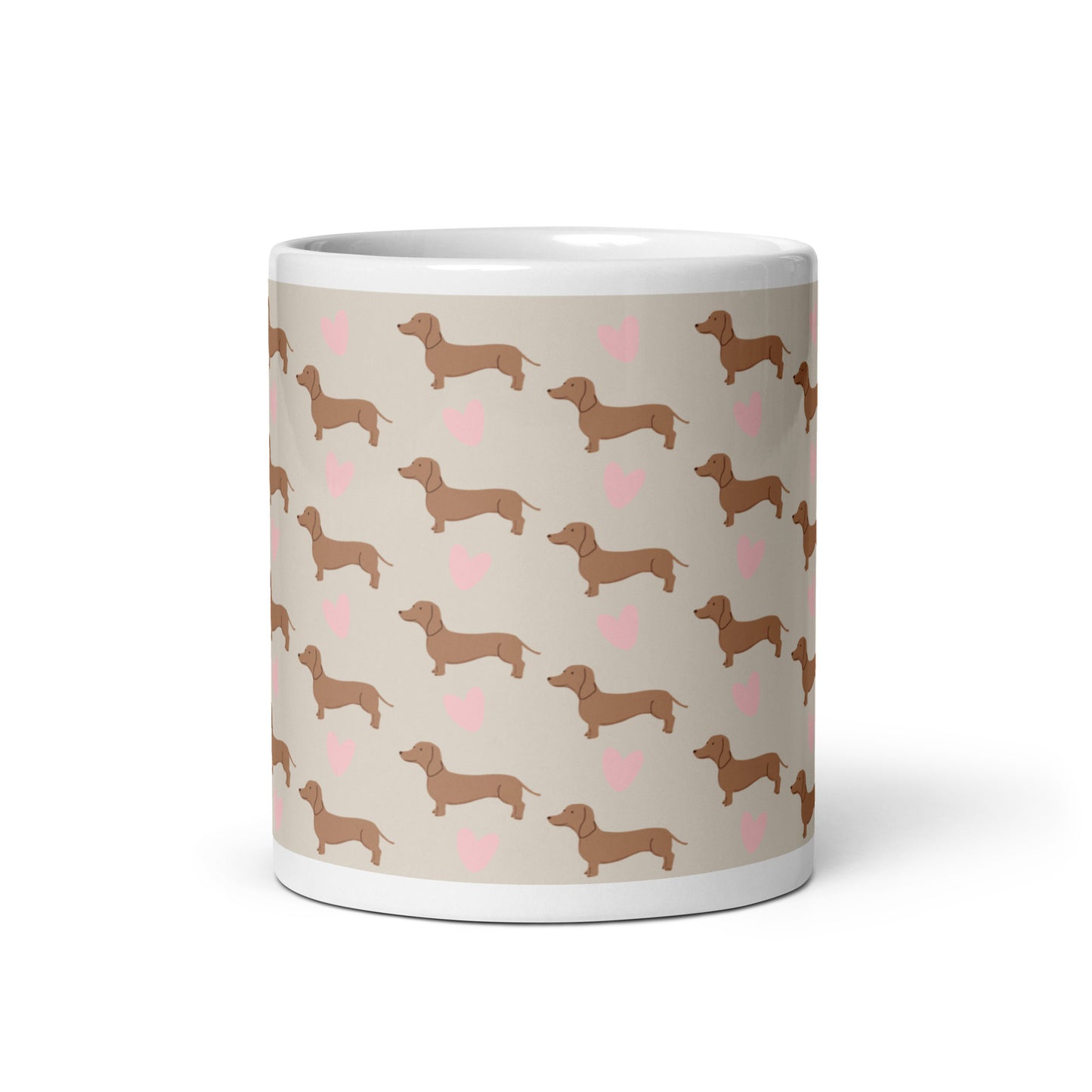 Dachshund Hearts White Glossy Coffee Mug