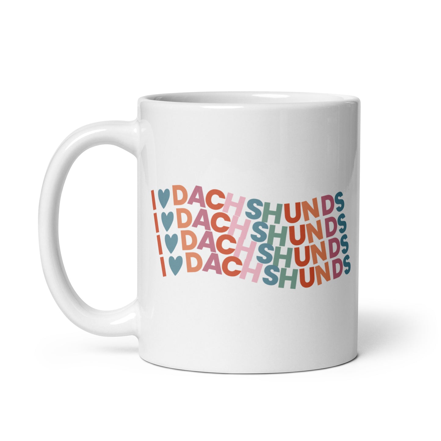 I Heart Dachshund Colorful White Glossy Coffee Mug