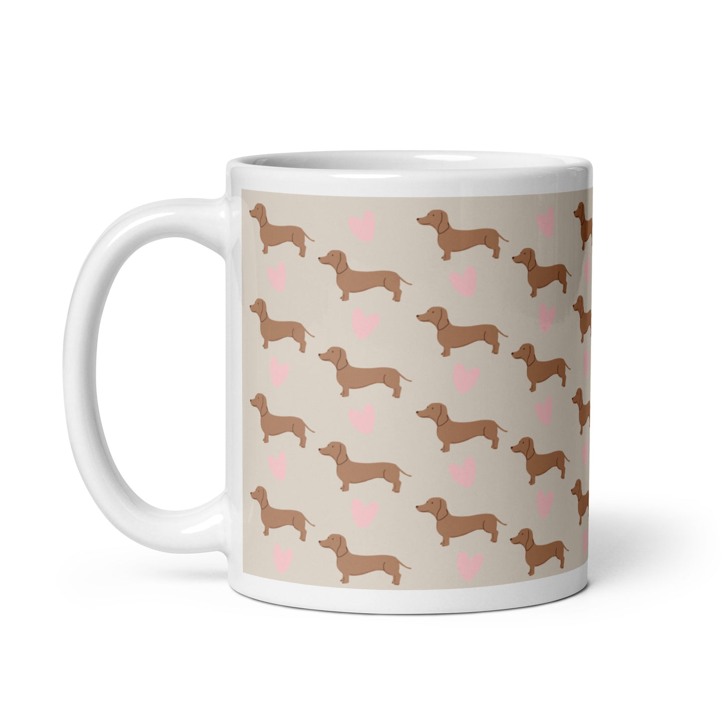 Dachshund Hearts White Glossy Coffee Mug