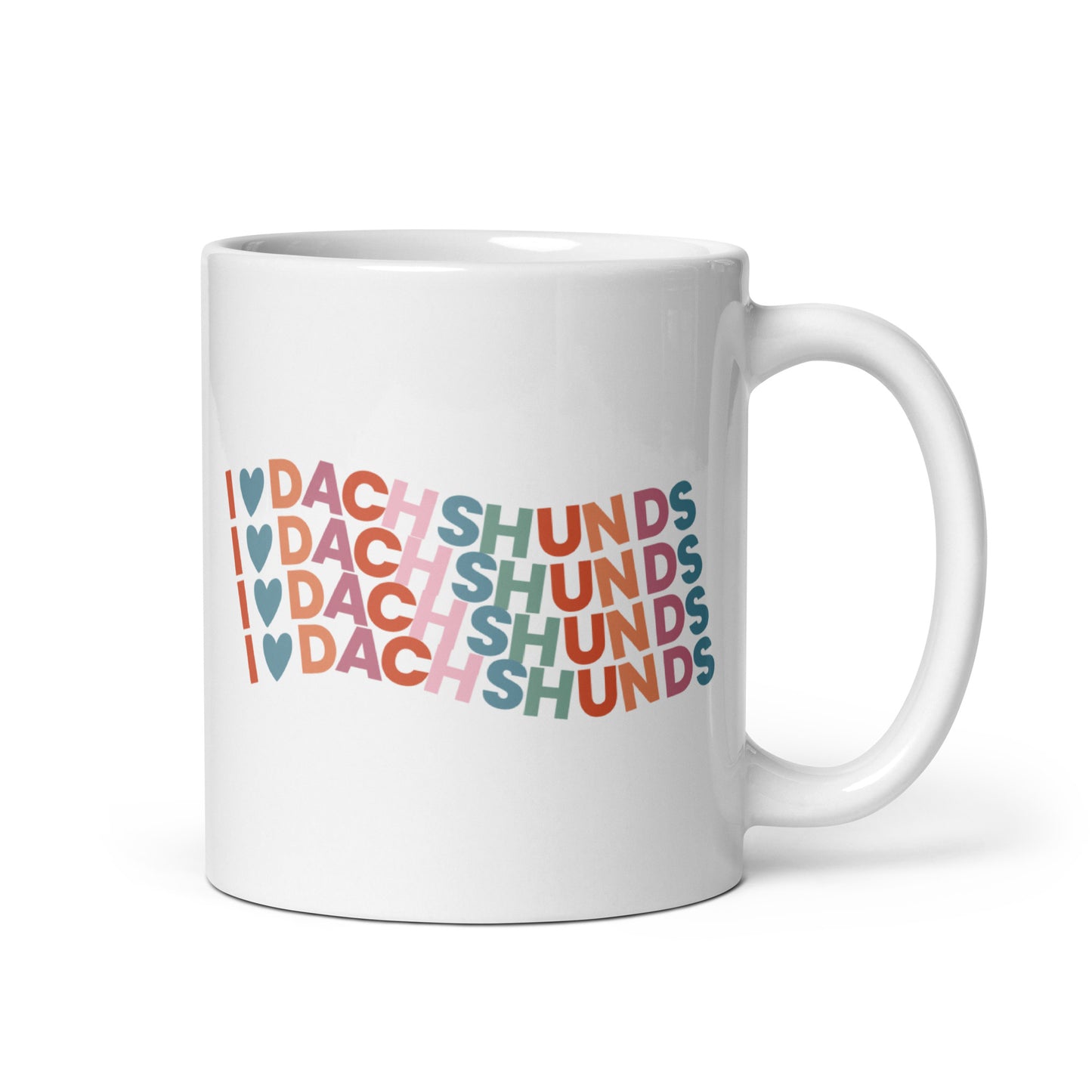 I Heart Dachshund Colorful White Glossy Coffee Mug