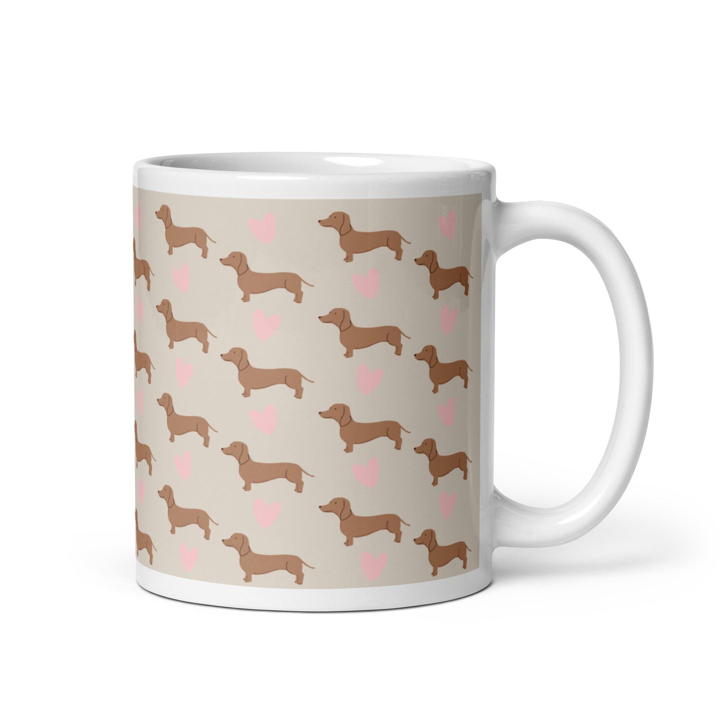 Dachshund Hearts White Glossy Coffee Mug