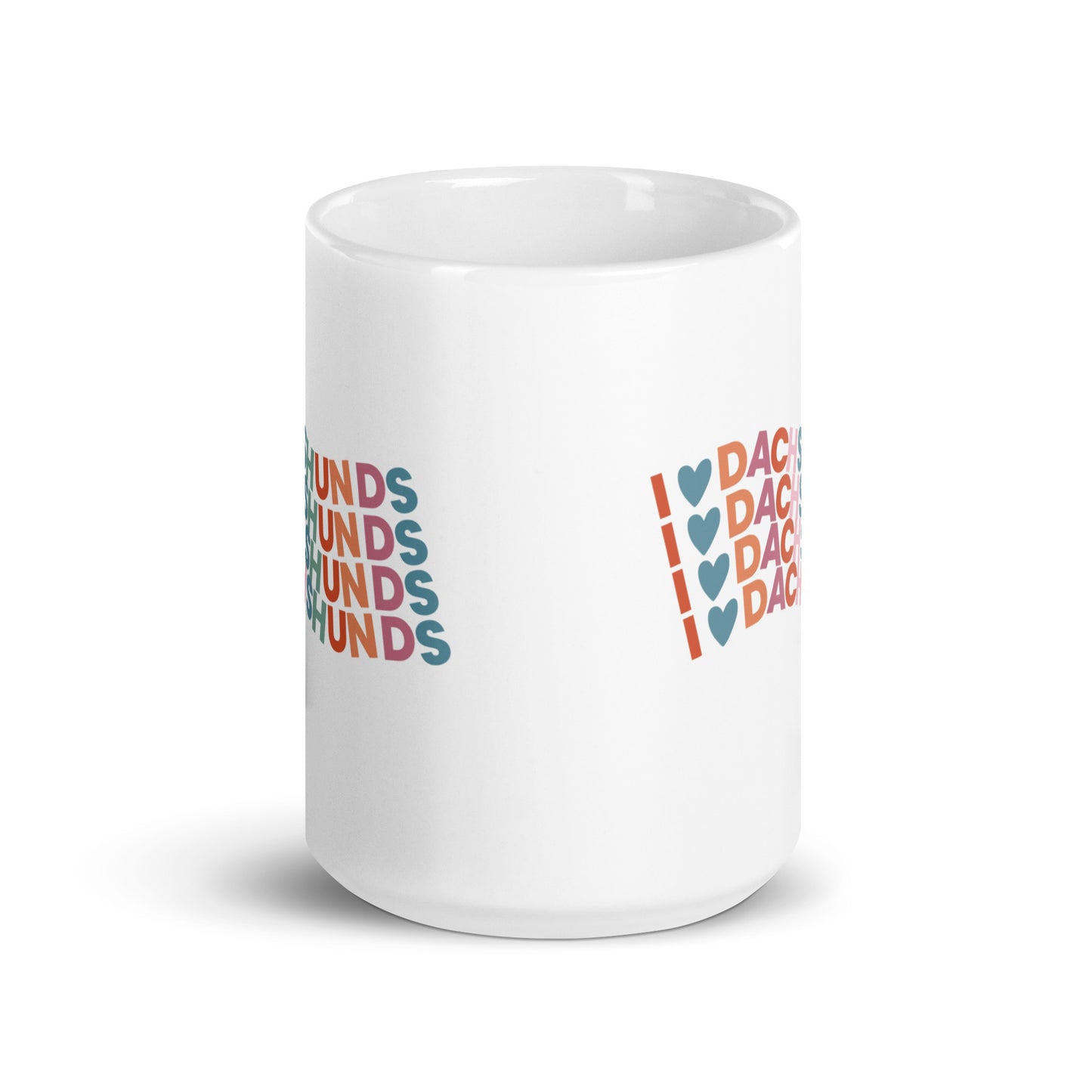 I Heart Dachshund Colorful White Glossy Coffee Mug