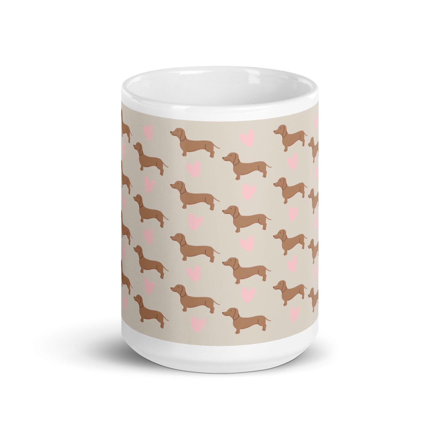 Dachshund Hearts White Glossy Coffee Mug