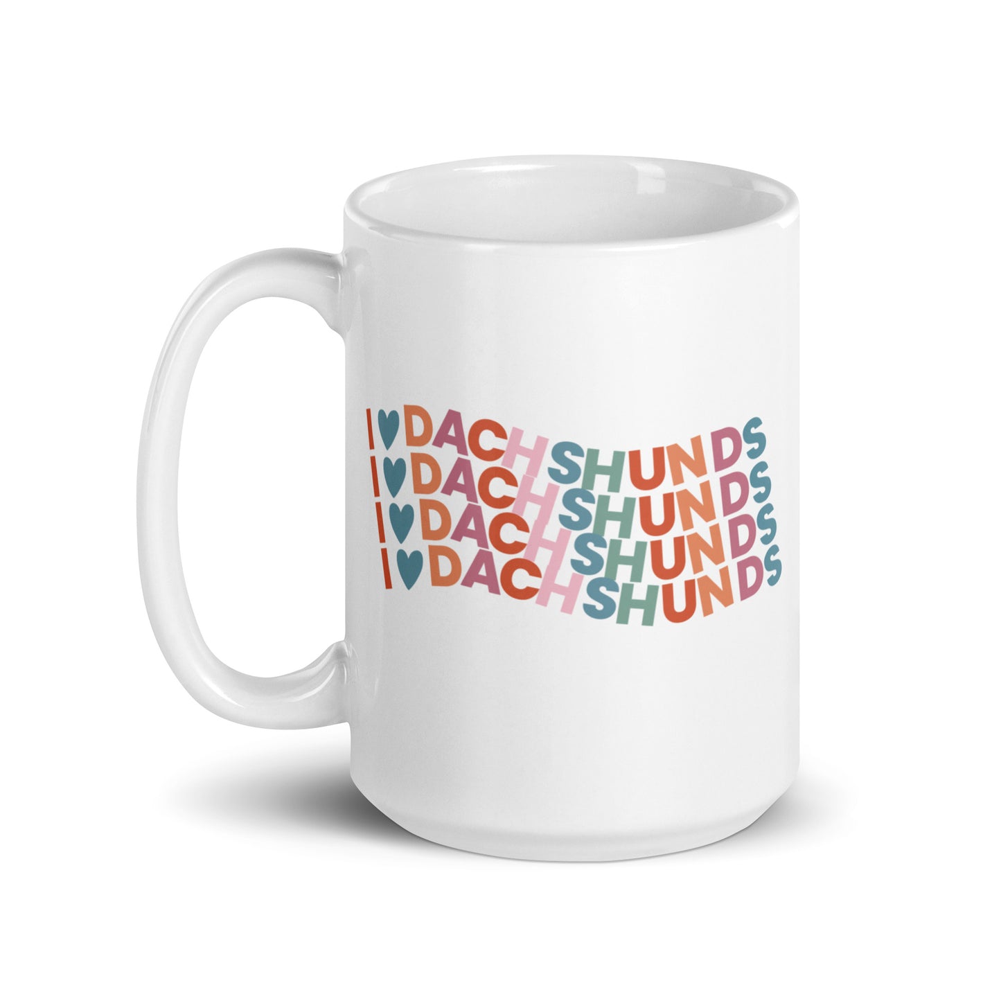 I Heart Dachshund Colorful White Glossy Coffee Mug