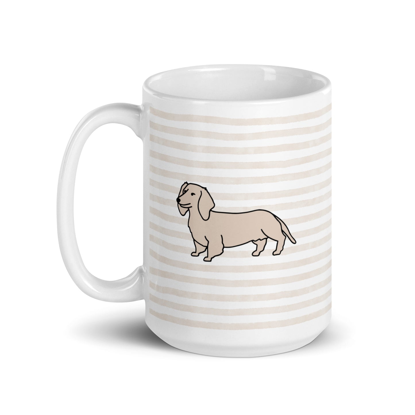 My Dachshund Mom Era Striped White Glossy Coffee Mug