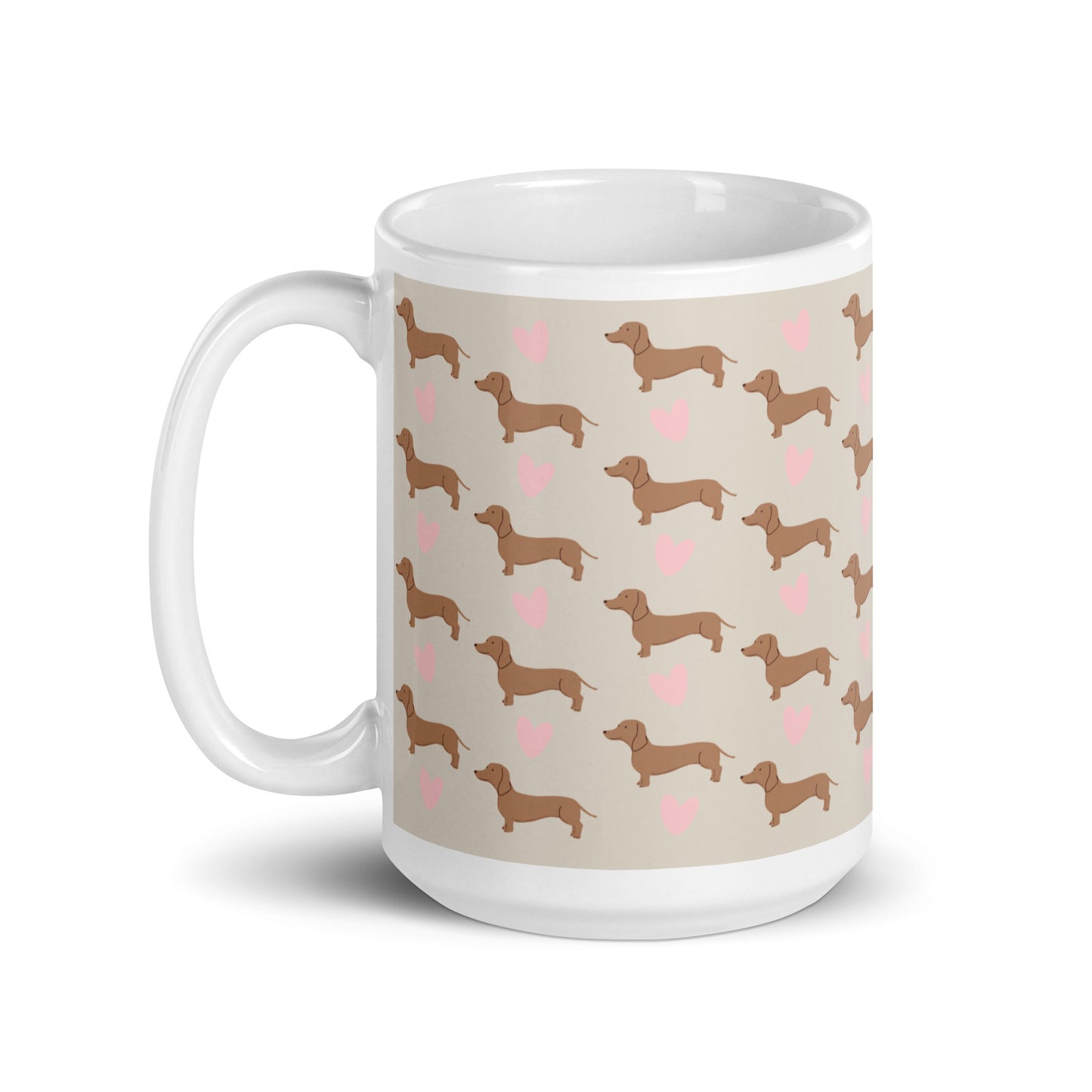 Dachshund Hearts White Glossy Coffee Mug