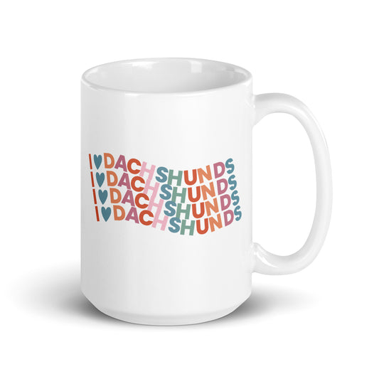 I Heart Dachshund Colorful White Glossy Coffee Mug