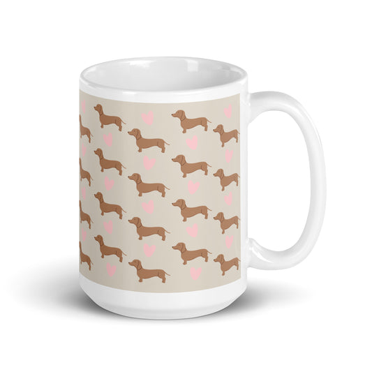 Dachshund Hearts White Glossy Coffee Mug