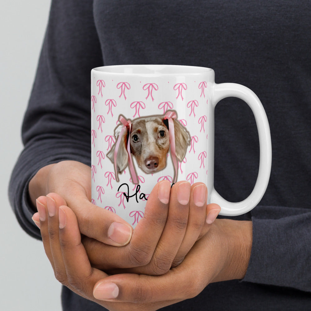 Pretty Pastel Bow Custom White Glossy Coffee Mug