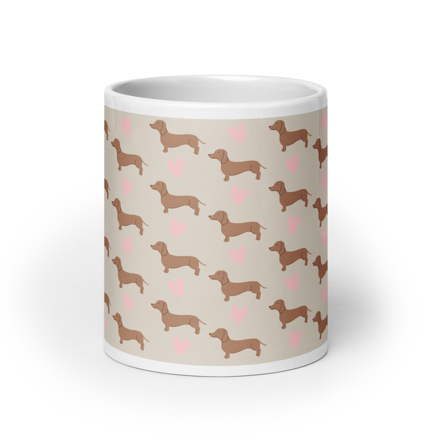 Dachshund Hearts White Glossy Coffee Mug